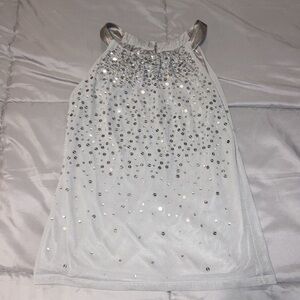 Ann Taylor Silver Sequin Embellished Sleeveless Tank Top